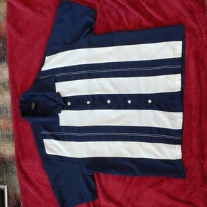 Men's 2X Steady Classics Navy Blue / White Bowling Button Up Shirt